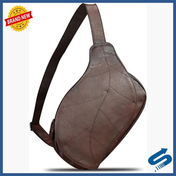 Genuine Leather Sling Backpack Crossbody Bag Adjustable Strap Daily Use